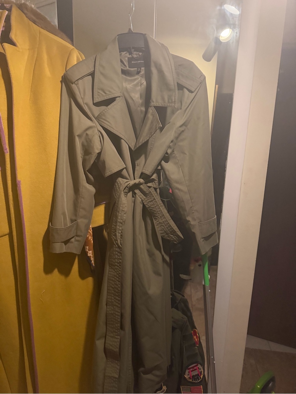Banana Republic Olive Green Trench Coat with Waist Tie